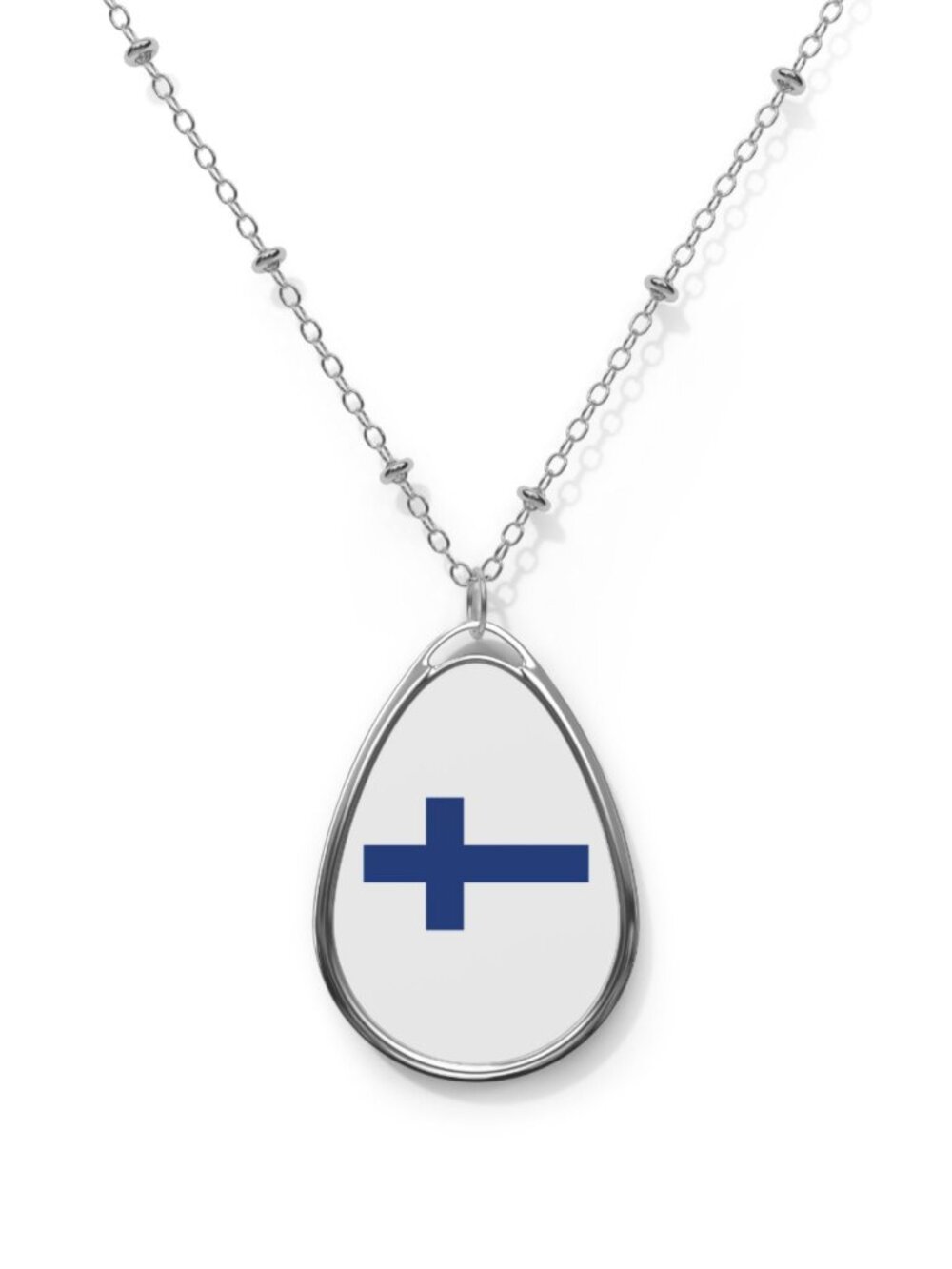 Finland Flag Oval Necklace – Finnish Heritage Pendant | Rep Ya Flag - One Size /